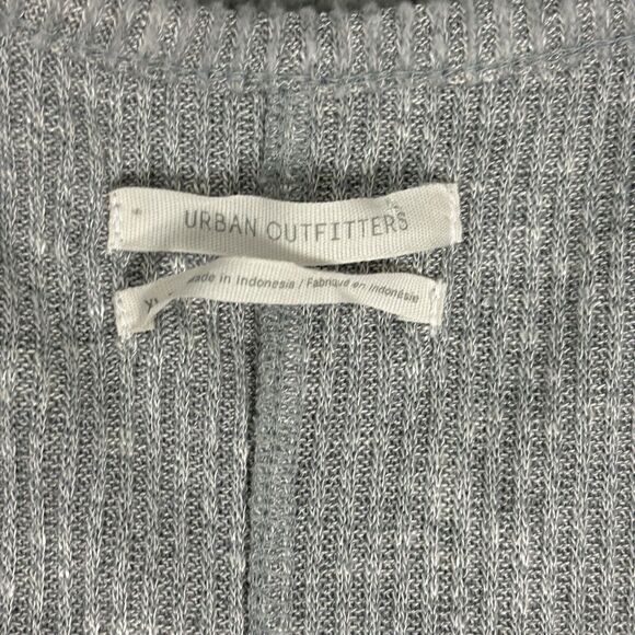 URBAN OUTFITTERS Ribbed Soft Surplice Faux Wrap Dress Womens XL Gray Long Sleeve - Picture 11 of 16